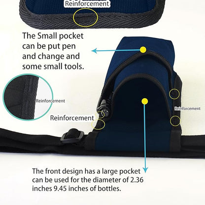 Professional Massage Therapist Holster with Adjustable Belt, Massage Bottle Bag, Massage Lotion Holster,Dark Blue(XJ-1KD)