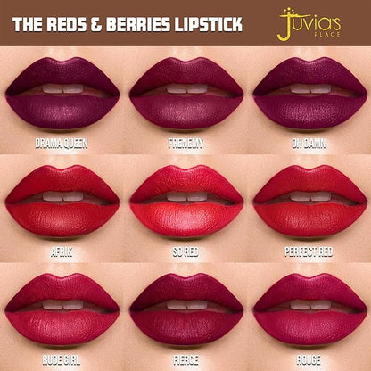 Juvia's Place Reds & Berries Velvety Matte Lipsticks Hydrating,