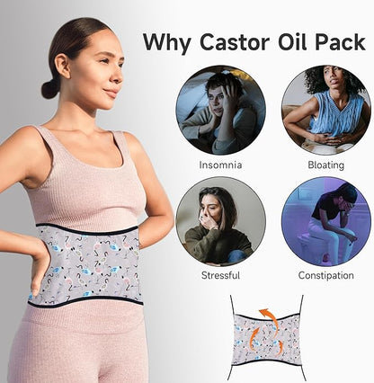Langsprit Castor Oil Pack Castor Oil Pack Wrap, Organic Castor Oil Packs for Liver Detox, Inflammation, Reusable Castor Oil Pack Compress Castor Oil Packs kit L