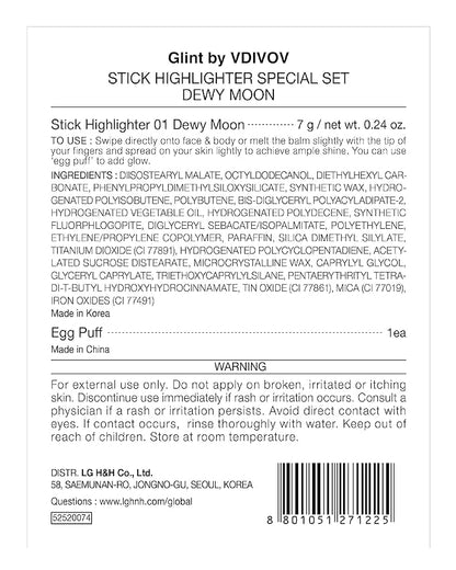 Glint Stick Highlighter Special Set (Dewy Moon(Set), 0. Blendable Color. 24oz