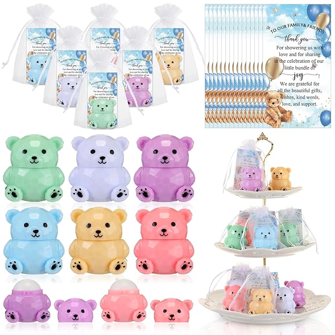 24 Sets Baby Shower Bear Lip Supplies