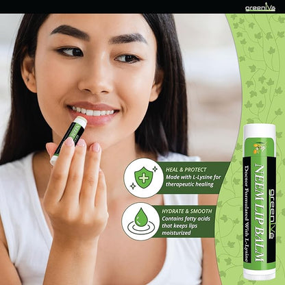 GreenIVe Neem Lip Balm, Vegan Lip L-Lysine,