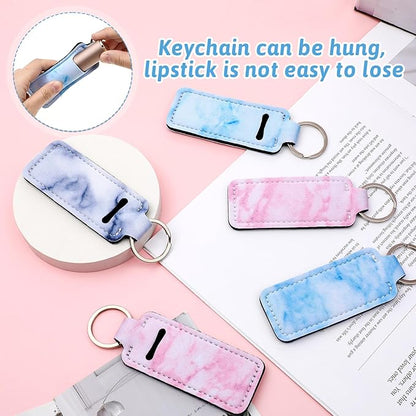 Prasacco 6 Pieces Chapstick Holder Keychain, Colorful Lipstick Safeguard