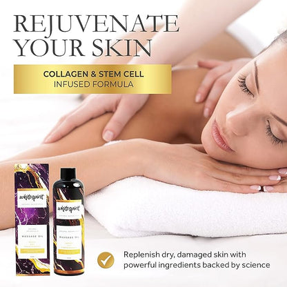 WHITESPIRIT Water Soluble Massage Oil - Large 11.83oz, Berry & Pomegranate Relaxing Aromatherapy, Warming Soothing Touch Plus Collagen