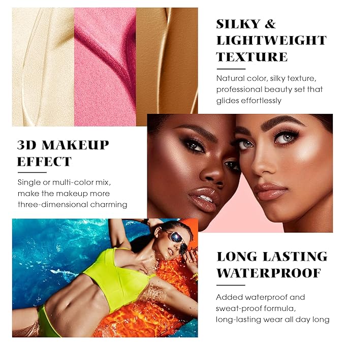 3Pcs Cream Contour Stick Makeup Kit - Cream