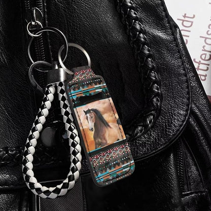 Western Aztec Horse Chapstick Holder Keychain Bag
