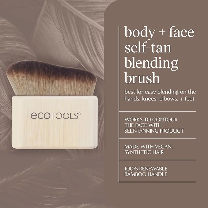 EcoTools Good Tan Body + Face Self-Tan Blending Brush, Kabuki Brush For Applying Self Tanner, Sunless Tanner Blending Brush, Eco Friendly Self Tanning Brush, Vegan, & Cruelty Free, 1 Count