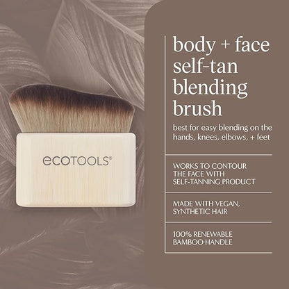 EcoTools Good Tan Body + Face Self-Tan Blending Brush, Kabuki Brush For Applying Self Tanner, Sunless Tanner Blending Brush, Eco Friendly Self Tanning Brush, Vegan, & Cruelty Free, 1 Count