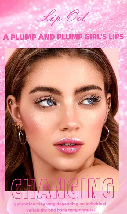 MAEPEOR Changing Lip Gloss 7 Colors Moisturizing Non-sticky Lip Oil Gloss Nourishing Shiny Glossy Lipgloss for Lip Care and Dry Lip (Color 00)