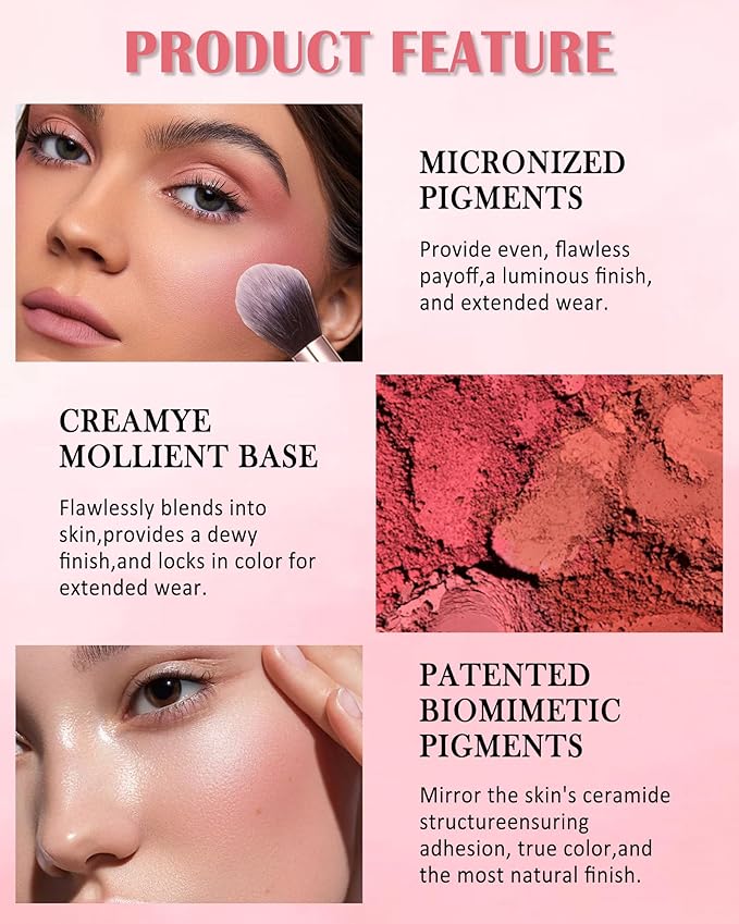 Matte Rose Face Blush Palette Kit with Brush-6