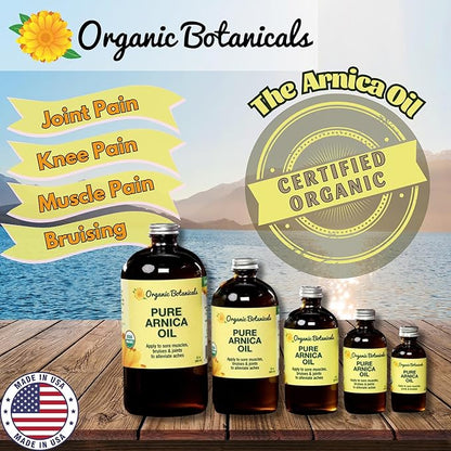 Arnica Oil - Pure Organic Muscle Discomfort Bottle - Organic Arnica Oil for Bruising and Swelling, Arnica Montana Oil for Muscle and Joint Discomfort, Arnica Massage Oil (2 oz)