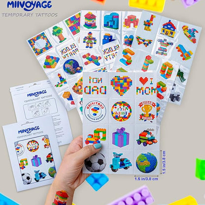 Building Block Individually Wrapped Tattoos, Block Temporary Tattoo Boys Girls