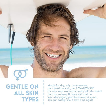 SPF30 Broad Spectrum Natural Sunscreen, Soothing and Hydrating Mineral Sunscreen, Vegan, Paraben-Free Sunblock, Water-Resistant Sunscreen for Face and Body, 4oz - Natural Tone Organic Skincare