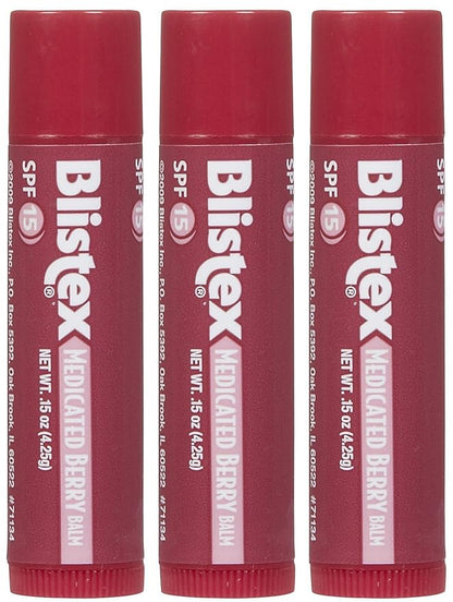 Blistex Medicated Berry Lip Balm, 3