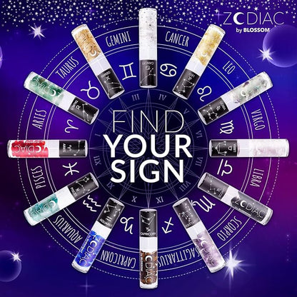 Blossom Zodiac Sign Vanilla Scented Moisturizing Roll-On Lip Gloss with Crystals, Made in USA, 0.20 fl. oz./5.9ml, Gemini