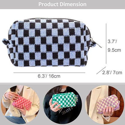 Pazimiik checkered makeup bag for