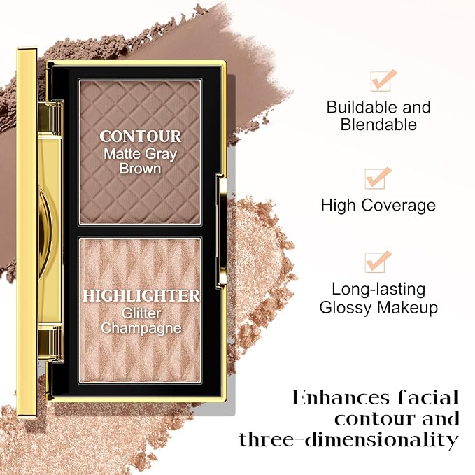 Boobeen 2 in 1 Contour Makeup Palette Highlighter