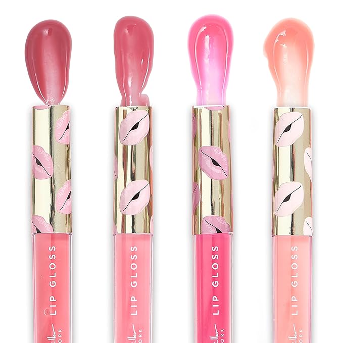 Nicole Miller Lip Gloss Collection, 4 Count (Pack of 1), Better Not Pout Nude