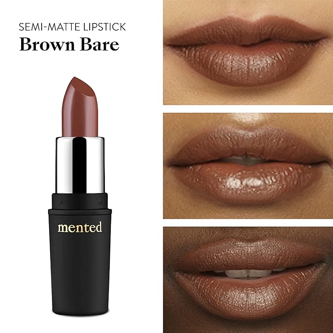 Mented Cosmetics | Semi Matte Nude Lipstick, Brown Bare | Vegan, Paraben-free, Cruelty-free | Nude Pink Brown, Long Lasting Lipstick