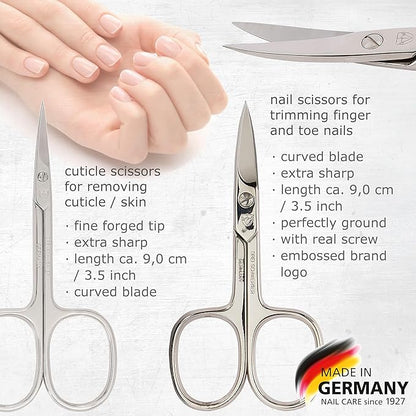 3 Swords Germany - brand quality 8 piece manicure pedicure grooming kit set synthetic leather case shiny burgundy - Made in Germany