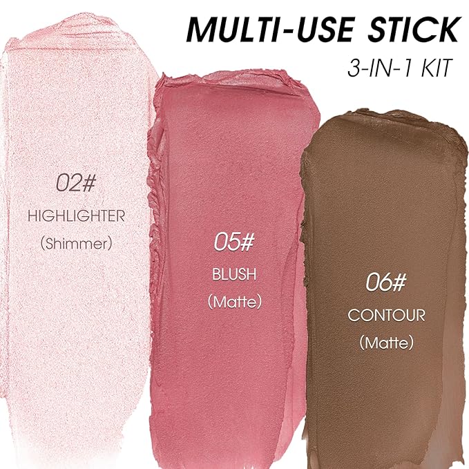 3Pcs Cream Contour Stick Makeup Kit - Cream