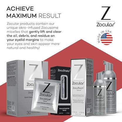 ZocuFoam Eyelid Cleanser - Foaming Eyelid Scrub - Natural pH Balanced Solution - 25mL
