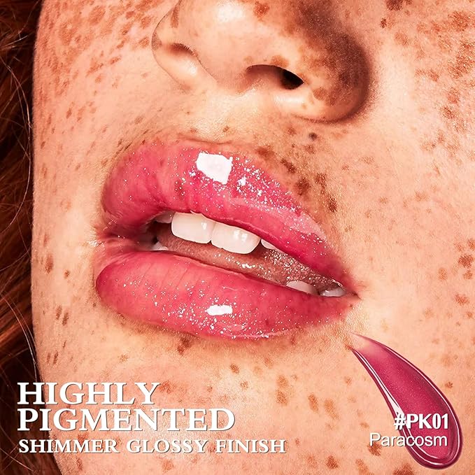 FOCALLURE Shimmer Lipstick,Moisturizing Plumping Lip Gloss,Shimmery Glossy Finish,Hydrating,Long Lasting,Non-Stick Cup Lip Makeup,High Shine for Plumper Looking Lips,Paracosm