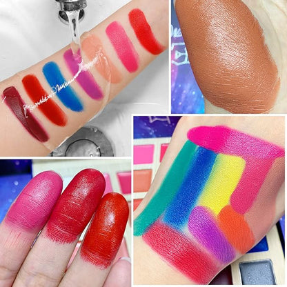 DE'LANCI Lipstick Palette Nude Red Peach Pink Shades 25 Color, Professional Moisturizing Lip Gloss, Long Lasting Soft Smooth Lipstick Pallet Waterproof, Pigmented Festival Halloween Body Face Paint