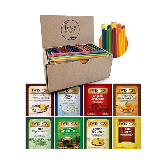 Tea Bunch Twinings 48 Tea Bags Herbal Variety Pack – 8 Herbal Flavors with 20 Honey Sticks, Perfect Tea Gift Set for Any Occasion