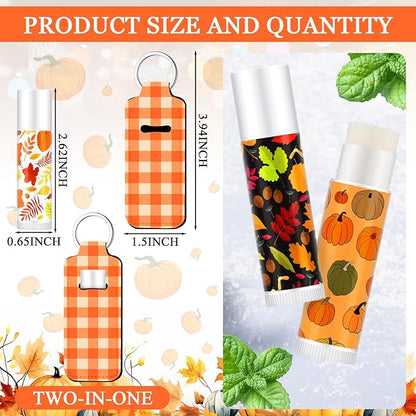 18 Sets Fall Pumpkin Lip Balm Bulk and Lip