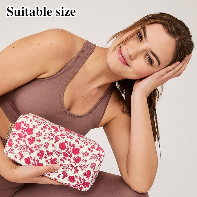 Quilted makeup bag floral makeup