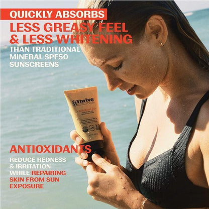 Thrive Reef Safe Sunscreen SPF50 - Hawaii 104 Reef Act Compliant - Mineral Sunscreen Non-Nano Zinc Oxide - Vegan, (5.8 Oz (Pack of 1))