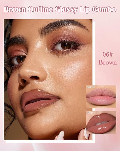 Brown Peel Off Lip Liner Stain & Brown Lip