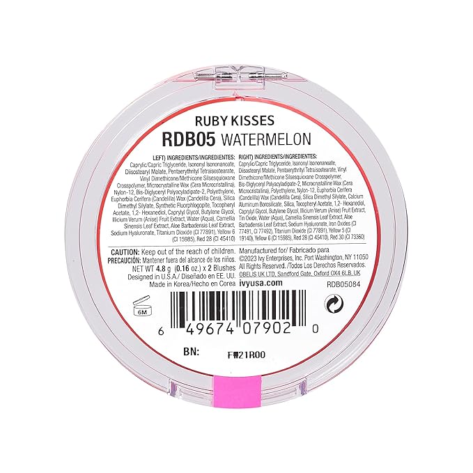 Ruby Kisses Duo Cream Blush, Smooth, Natural-Looking, Long-Lasting Face