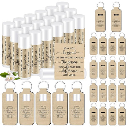 18 Sets Christian Inspiration Gift Lip Balm Bulk and Lipstick Holder Keychains Set Bible Verse Gift for Women Teacher Mom Church Favors(Proud)