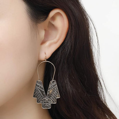 Zealmer Gold Geometric Earrings Statement Vintage