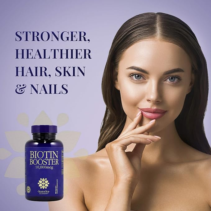 Biotin 10,000 mcg Hair Growth Booster Vitamins for Longer, Stronger, Healthier Hair & Nail, 90 Caps (3-Month Supply)