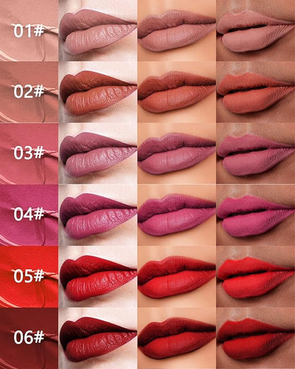 Matte Liquid Lipstick Lipgloss Set for Women-2Pcs Long Lasting Lip Gloss Waterproof Lip Stain Tint, Highly Pigmented Red Velvet Lipstick, Up to 16H Wear Non-Stick Cup,Christmas Lip Makeup Gift-05+06