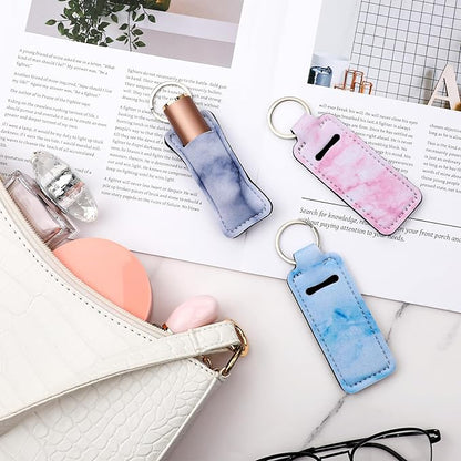 Prasacco 6 Pieces Chapstick Holder Keychain, Colorful Lipstick Safeguard