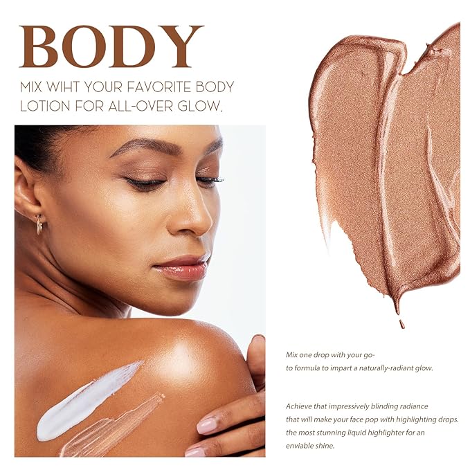 VIOLA HOUSE Liquid Highlighter Drops, Glitter Illuminator Blend (5 Candlelight) 30ml