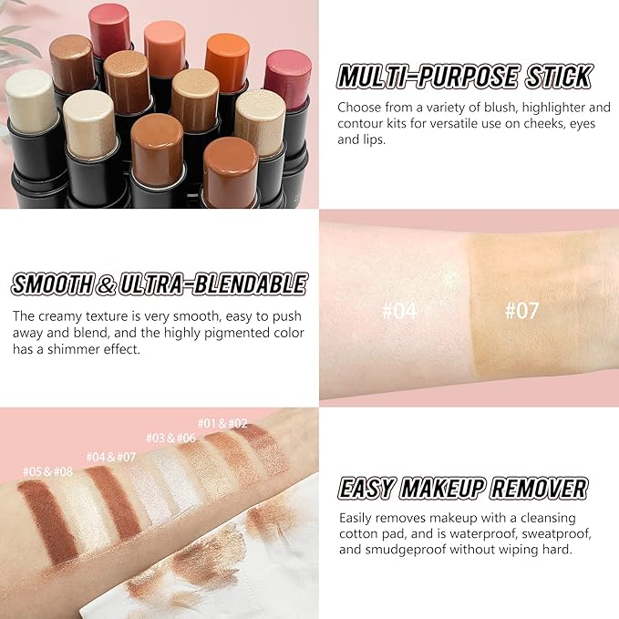 2 Pcs Cream Contour Stick Makeup Kit, Cream
