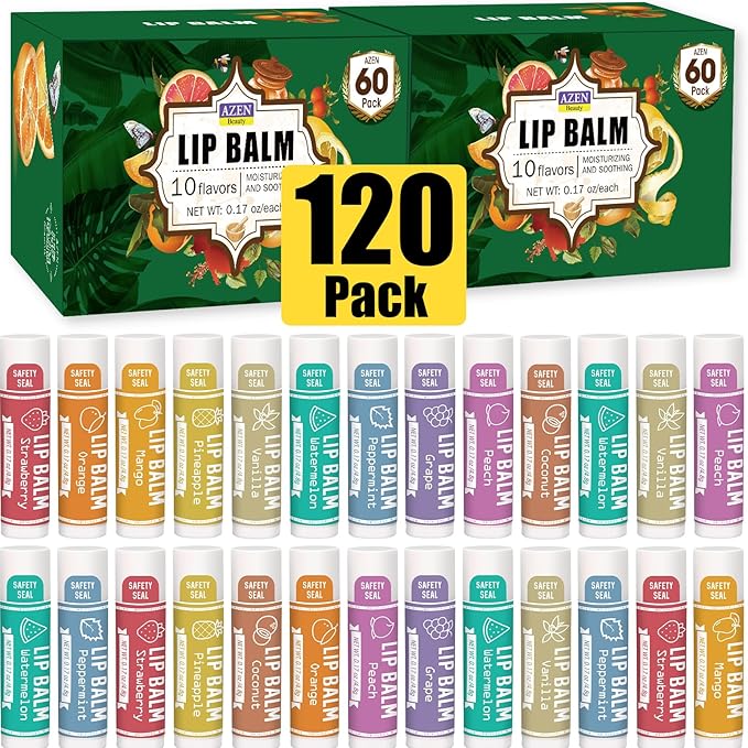 AZEN 120 Pack Lip Balm, Natural
