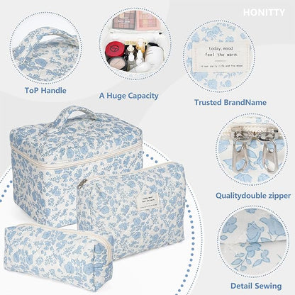Makeup bag, quilted makeup bag,large