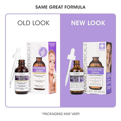 Advanced Clinicals Hyaluronic Acid Serum For Face | Moisturizing Facial Skin Care Products | Hydrating Serum For Face Helps Improve Look Of Wrinkles, Fine Lines, & Uneven Dry Skin Texture, 2-Pack