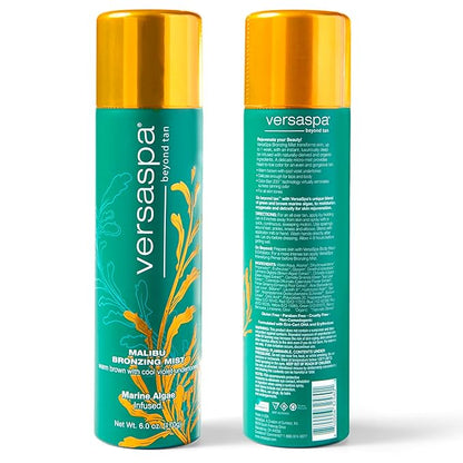 MALIBU Bronzing Mist Sunless Self Tanner with Warm Brown and Cool Violet Undertones for Body and Face, 6 Ounces