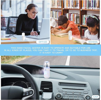 Honoson 2 Pieces Nano Facial Mister 30 ml Mini Face Humidifier Portable Facial Sprayer USB Rechargeable Handy Skin Care Machine for Face Hydrating, Daily Makeup (White)