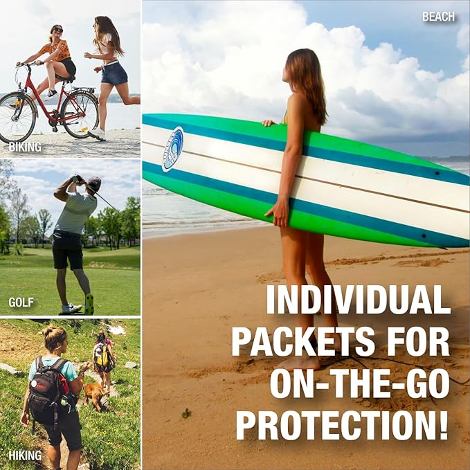 Sun X 50 SPF Individual Sunscreen Packets Travel Size - 50 Pack Fishbowl of Paraben, Oxybenzone, & White Cast Free Broad Spectrum SPF Sunscreen Packets - Water & Sweat Resistant For Up To 80 Minutes