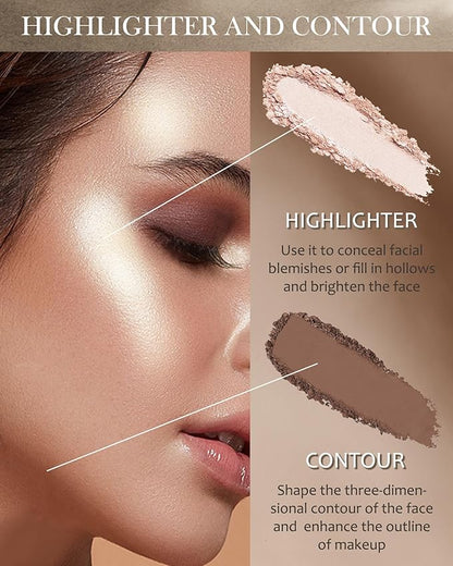 Face Contour Glitter Highlighter Powder Palette-2 in 1 for Women-01