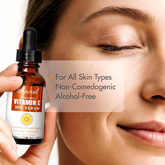 Ebanel Vitamin C Serum for Face with Ferulic Acid, Retinol, Vitamin B5 & E, Antioxidant Brightening Serum, Dark Spot Remover for Face, Anti-Aging Facial Skin Care for Day and Night