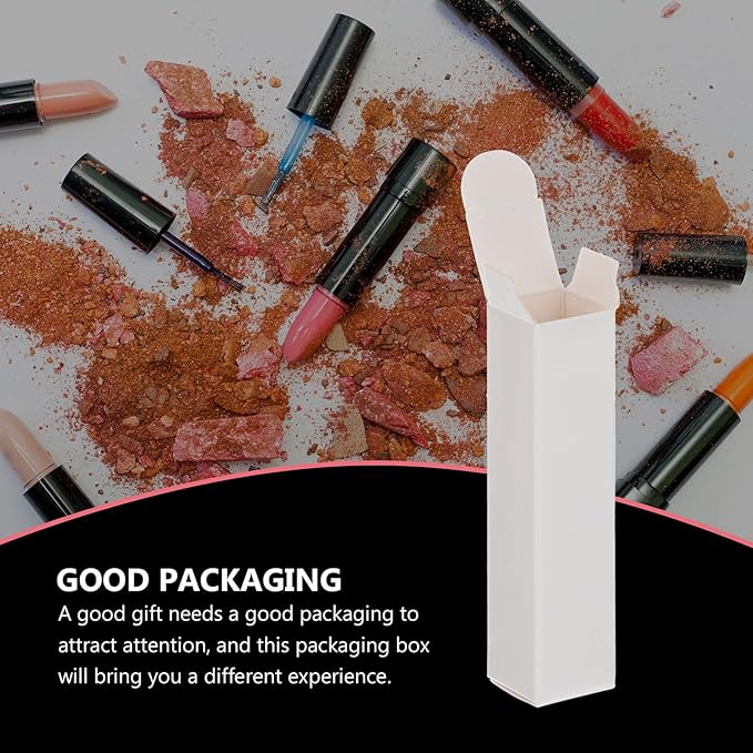 EXCEART Lipstick Pack Box 50 Pcs Lip Gloss Tubes Kraft Paper Packaging Boxes Lipstick Storage Boxes Lip Balm Wrapping Box (White) Paper Essential Oil Box